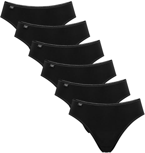 Sloggi Damen Slips 24/7 Cotton Tai Slip 8301QG66 6er Pack, Farbe:Schwarz, Wäschegröße:46, Artikel:-0004/04 black