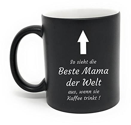 Muttertagsgeschenk Idee - Kaffee Tasse mit hochwertiger Gravur für die Beste Mama (weiss/schwarz)