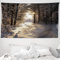 ABAKUHAUS Winter Wandteppich und Tagesdecke, Weihnachten Schnee Wald aus Weiches Mikrofaser Stoff Waschbar ohne Verblassen Digitaldruck, 230 x 140 cm, Hellgelb Braun