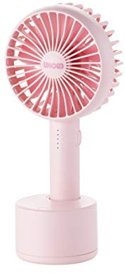 Unold 86634 Handventilator Breezy Swing Pink -Rosa, 4 Watt, 5-stufiger Geschwindigkeitsregelung, 120° Oszillation, bis zu 8 Std. Akkubetrieb, LED-Kontrollleuchte, inkl. USB- Ladekabel