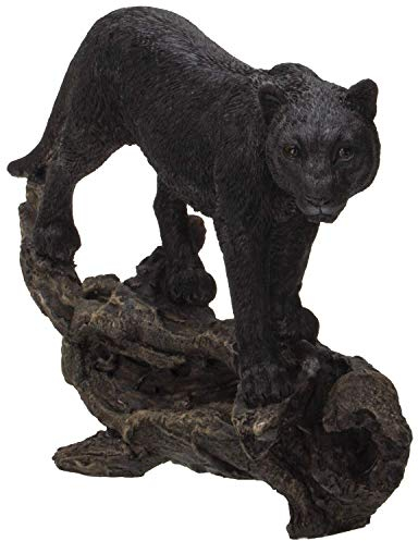Pacific Giftware Realistic Black Cat Panther Perching on Tree Branch Decorative Resin Figurine Statue