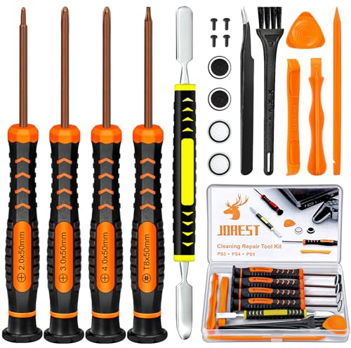 JOREST - Kit de desmontaje PS5, 19 unidades, kit de limpieza, herramienta de reparación para mando y consola, con destornillador Torx T9 y PH00 PH0 PH1, patas de palanca, pinzas para depilar, cepillo