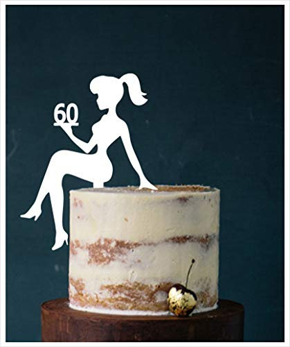 Girl, birthday, Tortenfigur, Cake Topper, Mädchengeburtstag, sweet 16, sweet 18, Zahl, TopperZahl, Geburtstag, Geburtstagsdeko, Dekoration (Weiß, 60)