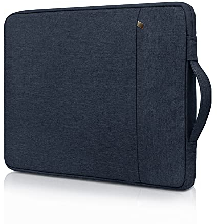 RAINYEAR 14 Inch Laptop Sleeve Protective Case Compatible with 14 Notebook Computer Chromebook, 14 MacBook A2442 Handbag with Handle Strap Front Pocket Briefcase Polyester Waterproof Bag,Navy Blue