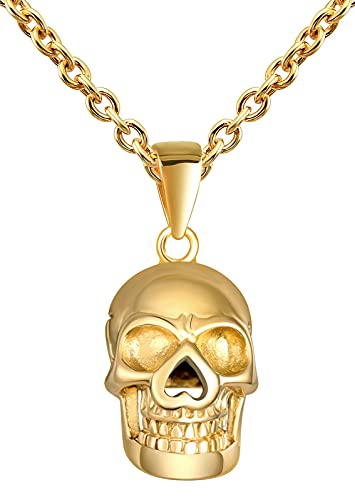 Feilok Collana da uomo con scheletro, unisex, in acciaio inox, per uomo e donna, Acciaio inossidabile,