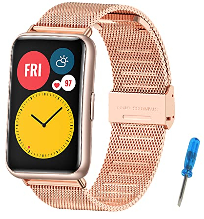 MIJOBS Correa Compatible con Huawei Watch Fit Correas de Metal de Acero Inoxidable, Accesorios de Reloj Huawei Watch Fit SE, Huawei Watch Fit New, Huawei Watch Fit Elegant Pulseras de Repuesto