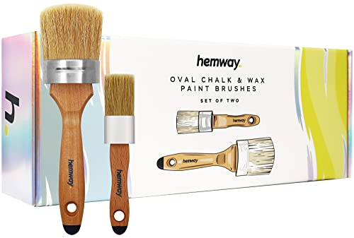 Hemway Premium Handmade Oval Chalk, Lacquer & Wax Paint Brush Set (Pack of 2) | Brushes for Painting or Waxing Furniture, Walls, Ceiling, Wood & Floors | DIY Tools for Upcycling or Shabby Chic Finish