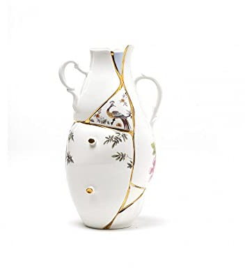 SELETTI Vaso Kintsugi in porcellana e oro