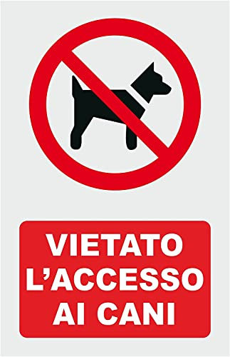Social Crazy - Cartello Segnaletico Vietato L'accesso Ai Cani, 20x31 cm, Materiale Forex, Stile Funzionale, Colore Alluminio