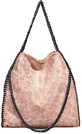ZIYUEZIKUN Sacs à bandoulière pour femmes dames chaîne sac à bandoulière sac à chaîne sacs pour dames sac à main décontracté grand sac à bandoulière Hobo (rose)