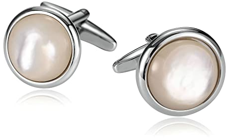 Brautvater Manschettenknöpfe, Oval Edle Manschettenknöpfe aus Weiß Edelstahl Hochzeitstag Geschenke für Männer