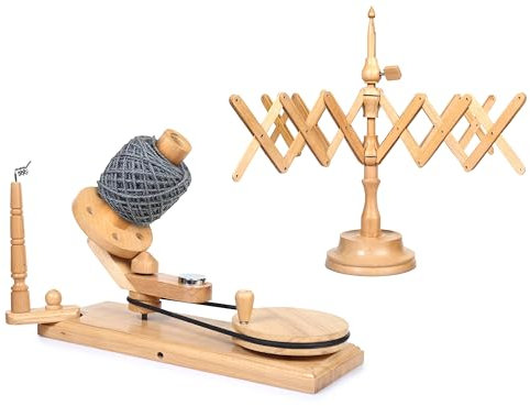 Brainmart Handbetriebener Holz-Garnknäuelwickler und Garn-Swift-Wolle-Schnellwickler, Schnurhalter, Stricken, Häkeln, Zubehör, Geschenk für Stricker-Kombi-Kugelwickler