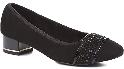 Pavers Womens Block Heeled Court Shoes | All Year Round | Heeled Shoe | Slip On | Chunky | Cushioned Insole
