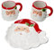 MamboCat Set 3 pezzi Babbo Natale, 1 piatto da pasticceria e 2 tazze da caffè 480 ml Natale X-Mas Time Faccia di Babbo Natale, vin brulè, punch, tazza, pentola, gres fine.