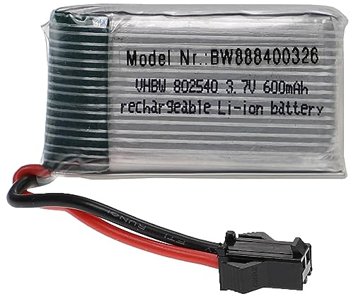 vhbw Akku kompatibel mit SM-2P Stecker für Modellbau z.B. Racing Car | Helikopter, Flugzeug (600mAh, 3,7V, Li-Polymer, 44 x 24 x 9 mm)