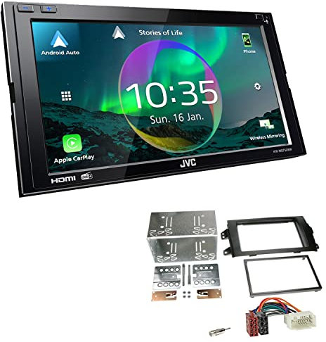 JVC KW-M875DBW 2-DIN Autoradio kompatibel mit WiFi Apple CarPlay Android Auto Bluetooth DAB+ USB-C passend für FIAT Sedici ab 2006 schwarz