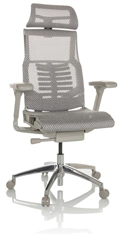 hjh OFFICE Profi Bürostuhl POFIT G GEN2 Netz ergonomischer Drehstuhl mit Flexibler Lordosenstütze, Hellgrau, 652281