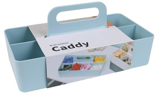 BLUE GINKGO Stapelbarer Organizer-Caddy – Tragbare Aufbewahrung aus Korea für Bad, Büro, Bastel- oder Schulbedarf (Langes Rechteck, Blau)