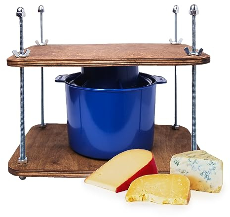 Käsepresse aus Holz für Käseherstellung, 30,5 cm, Sperrholz, 1,27 cm dicke Metallführungen und Käseform mit Folgekolben, 1,27 l – Home Supply Ultimate Käsepresse – Prensa Para Queso Casero