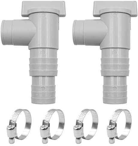 ANCLLO Robinet d'arrêt pour Piscine avec raccord de Tuyau de 32 mm avec 4 Colliers de Serrage pour l'entretien de la Piscine Hors Sol et de la Pompe de Piscine