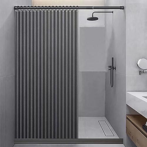 CAULO Cortina de Ducha Plegable para baño, Cortina de Ducha con succión magnética de Doble Cara, Cortina de Sombra para baño, Lino Grueso (Grizzle 180x200cm)