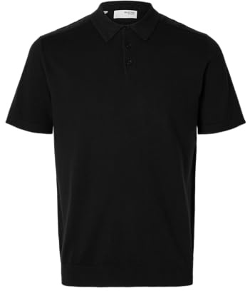 Selected Homme Herren Slhberg Knit Noos Poloshirt, Schwarz, XL EU