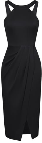 GRACE KARIN Damen Bleistiftkleider Elegant Party Abend Prom Neckholder Schwarz M