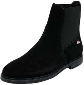 Tommy Hilfiger Damen Chelsea Boots Flag Suede Flach, Schwarz (Black), 39