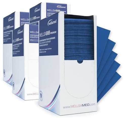 wellsamed Patientenservietten 500 Stück im Dispenser 3-lagig 33 x 45 cm Arbeitsplatzabdeckungen Kosmetik Tattoo Studios Praxis (Dunkelblau)