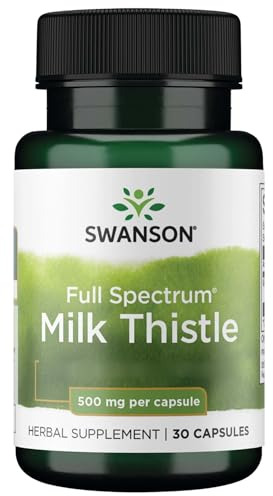 Swanson, Full Spectrum Milk Thistle, 30 glutenfreie Kapseln, 500mg Mariendistelsamen je Dosis, Sojafrei, GMO frei, Geschmacksneutral
