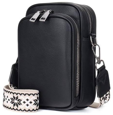 MUIIKOLA Handy Umhängetasche,RFID-Blockierung kleine Handytasche, Multifunktion Handy Umhängetasche Damen Leder,umhängetasche damen Breiter Gurt abnehmbarer Schultergur
