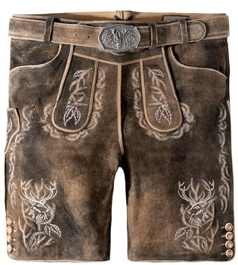 Stockerpoint Herren Lee Trachtenlederhose, Sepia raw, 54