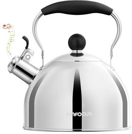 Tea Kettle, 2 Quart Stainless Steel Whistling Tea Kettle, Stovetop Whistling Teakettle Tea Pots for Stove Top with Ergonomic Folding Handle, Small Teapot, Water boiler for Tea, Coffee (Silver)