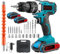 Trapano Avvitatore Batteria 21V, Trapano a Batteria, Trapano Avvitatore a Percussione Batteria 2 Batterie da 2.0Ah, 40N.m di Coppia, 2 Velocità, 25+3 Coppia, 24 Accessori