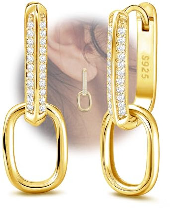 U-förmige Ohrringe für Frauen - Sterling Silber Gold U Creolen für empfindliche Ohren Hypoallergen Zirkonia Trendige Minimalistische Loop Ohrringe Mode Damen Ohrringe Geschenk für Weihnachten