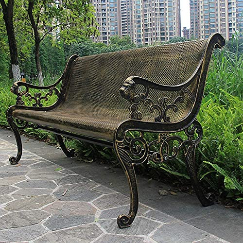 IUokLU Terrassenbank Außenbank Parkbank Möbel Metall Gusseisen Parkbänke Metallgeflecht Bänke für Gartenterrassen Garten Dekomöbel Stühle mit,Kupfer-1