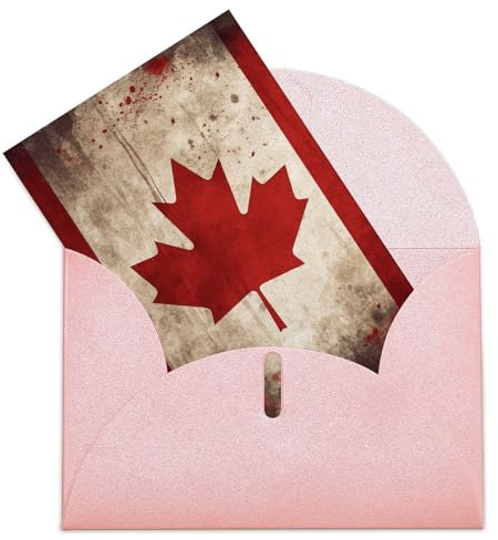 NQHJT Grußkarte, Retro-Stil, Kanada-Flagge, Geburtstagskarten mit Umschlägen, 10,2 x 15,2 cm, blanko, Postkarten, Feiern, Aktivitäten, Grußkarten für Erwachsene, Arbeit, Büro