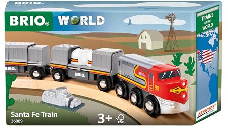 BRIO World - Treno Santa Fe, Treni del Mondo, Giocattolo per Bambini dai 3 Anni in su, 5 pezzi