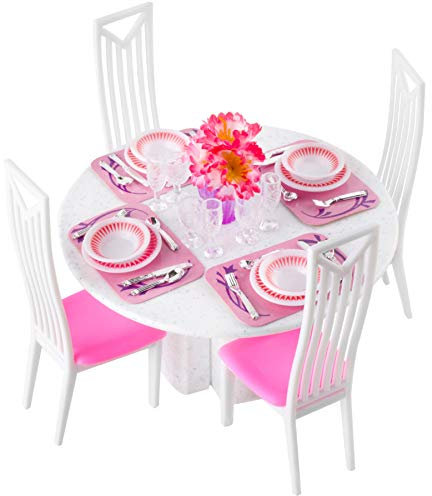 Muebles de muñecas con accesorios para muñecas flexibles, hasta 29 cm, para casa de muñecas, servicio de fiesta de té, juego de rol, color rosa 23446