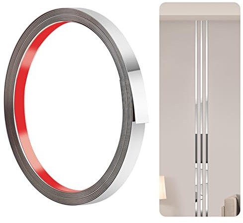 600cm-1cm Edelstahl Zierleisten Selbstklebend, Ekleiste Selbstklebend, Wandleisten für Kamine, Spiegelrahmen, Wände, Autos und Möbel(Silber)