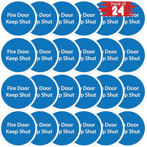 RDLCAR Fire Door Keep Shut Signs Pack of 24 Strong Self-Adhesive Vinyl Safety Compliance 110mm x 220mm Fire Door Alerts Signage