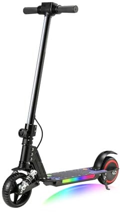KHHK Elektroroller für Kinder von 6-14 Jahren, Faltbarer E-Scooter mit 130W Motor, max. Geschwindigkeit 14 km/h, Reichweite 5-8 km, doppelte Stoßdämpfer, doppeltes Sicherheitsbremssystem (Schwarz)