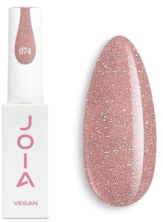 JOIA Vegan Hybrider Nagellack mit Flash-Effekt Pfirsich mit Glitzer | UV Gel Polish with Flash Effect Peach with glitter 074 6 ml