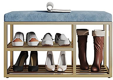 GSKDBCC Schuhregal-Bank aus Metallgitter mit 2 Etagen und Rutschfester Matte für Eingangsbereich, Flur, Schlafzimmer, Schuh-Organizer mit Sitzbank Chaser of Light