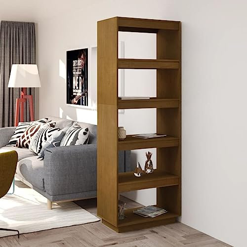 Bücherregal/Raumteiler Honigbraun 60x35x167 Massivholz Kiefer,Großzügiges Bücherregal aus massivem Kiefernholz Viel Stauraum für Bücher, DVDs und mehr Perfekt als Raumteiler für Ihr Zuhause Wohnzimmer