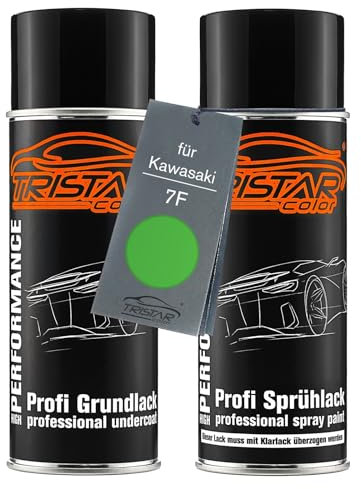 TRISTARcolor Peinture moto Kit bombes de peinture pour Kawasaki 7F Lime Green Peinture de fond peinture de base aérosol 400 ml
