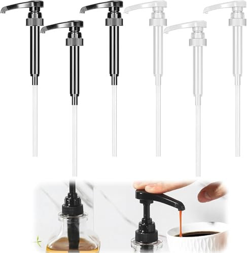 GUOYOU 6 Pieces Universal Fit Syrup Pump Coffee Syrup Pump Dispenser with extend straw for Most 25.4 Oz / 750ml Syrup Bottles for Coffee Syrups, Beverage Dispensers, Flavoring
