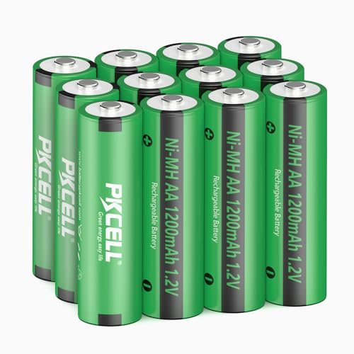 PKCELL AA Akkus NIMH Wiederaufladbar Batterien 1200mAh 1,2V Vorgeladen für Solarlampen,12 Stück