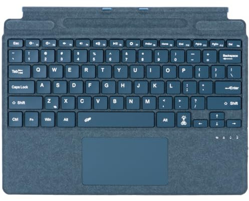 Clavier adapté pour Microsoft Surface Pro 9/10/11/Pro X - QWERTY - Housse de Clavier Bluetooth - avec pavé Tactile et éclairage du Clavier - Bleu