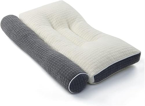 Buckwheat neck pillow,cassia Cylinder Neck Pillow Adjustable Bolster Pillow Cervical Neck Support Neck Pain Relief,12 Kinds of Herbal Pillow - Beige